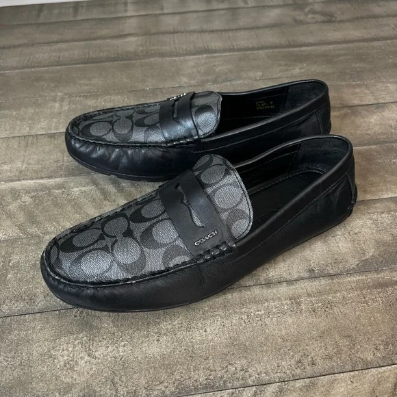 Coach Loafers Liam Driver In Signature Jacquard Sz 12D